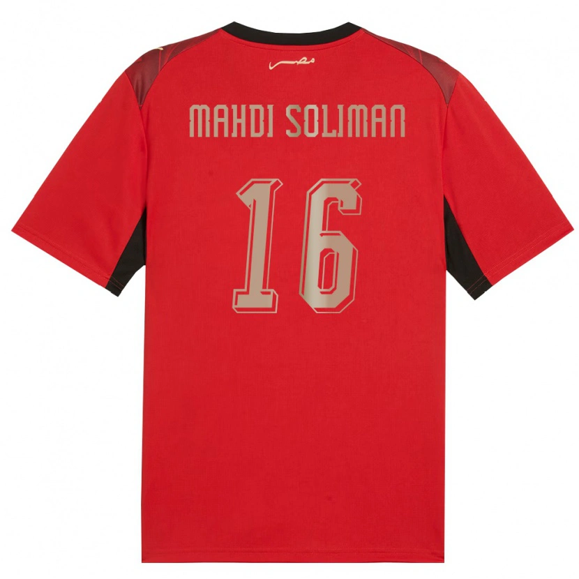 Danxen Niño Camiseta Egipto El Mahdi Soliman #16 Rojo Negro Oro 1ª Equipación 26-28 La Camisa México
