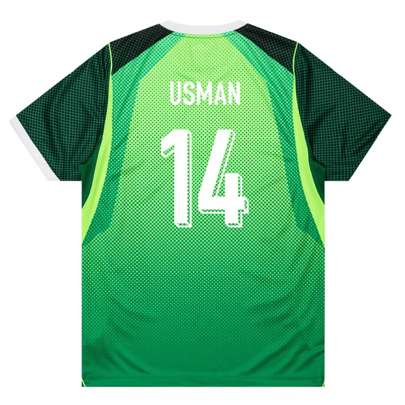 Danxen Niño Camiseta Nigeria Buhari Usman #14 Verde Blanco 1ª Equipación 26-28 La Camisa México