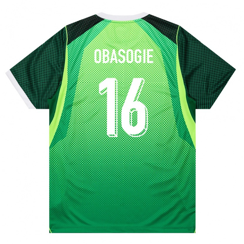 Danxen Niño Camiseta Nigeria Amas Obasogie #16 Verde Blanco 1ª Equipación 26-28 La Camisa México