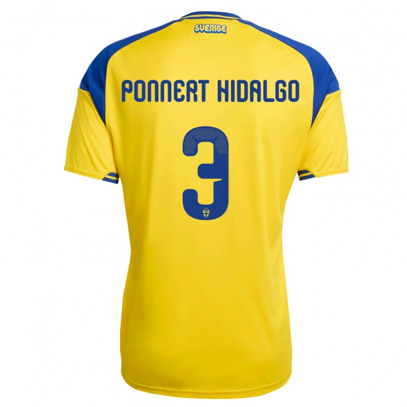Danxen Niño Camiseta Suecia Vicente Ponnert Hidalgo #3 Amarillo Azul Blanco 1ª Equipación 26-28 La Camisa México