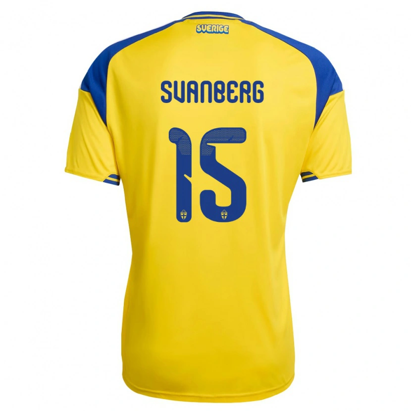 Danxen Niño Camiseta Suecia Mattias Svanberg #15 Amarillo Azul Blanco 1ª Equipación 26-28 La Camisa México