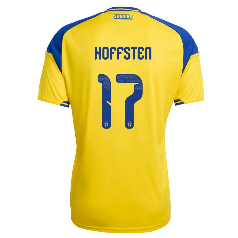 Danxen Niño Camiseta Suecia Hugo Hoffsten #17 Amarillo Azul Blanco 1ª Equipación 26-28 La Camisa México