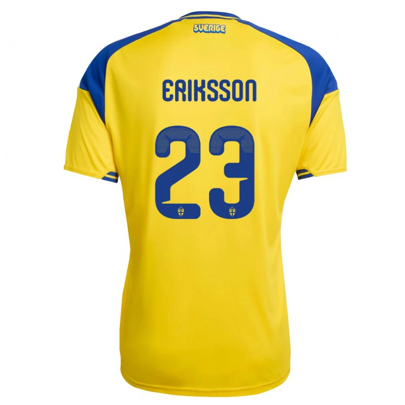 Danxen Niño Camiseta Suecia Simon Eriksson #23 Amarillo Azul Blanco 1ª Equipación 26-28 La Camisa México