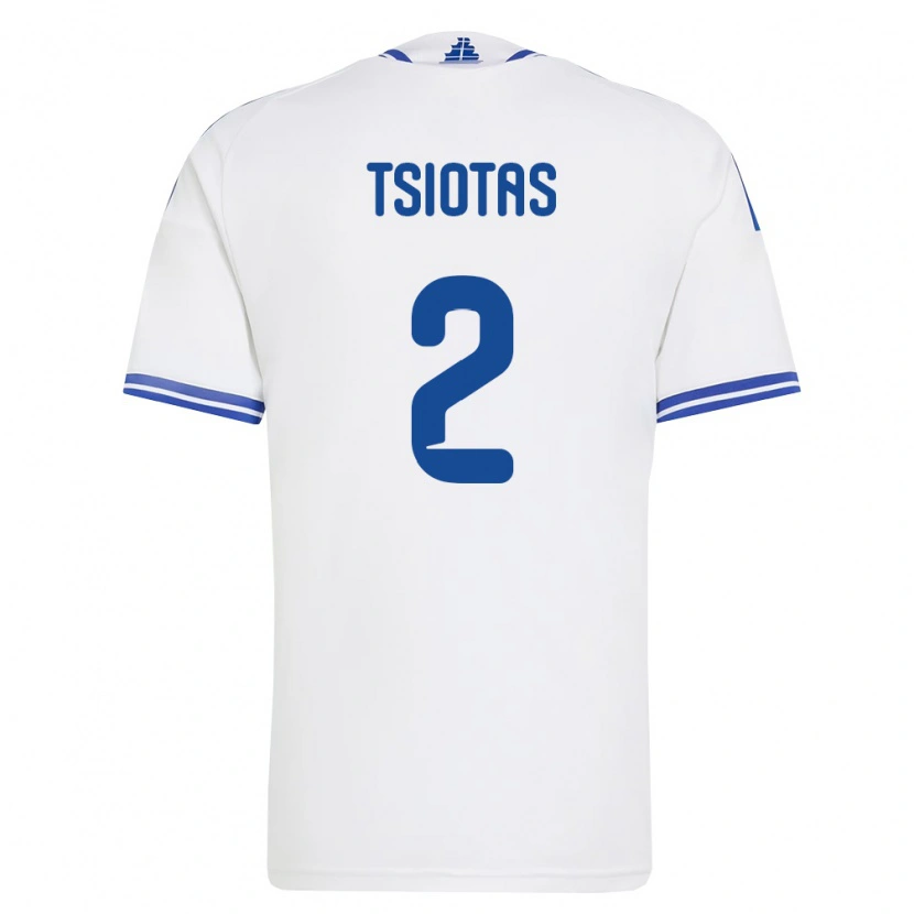 Danxen Niño Camiseta Grecia Pavlos Tsiotas #2 Blanco Azul 1ª Equipación 26-28 La Camisa México