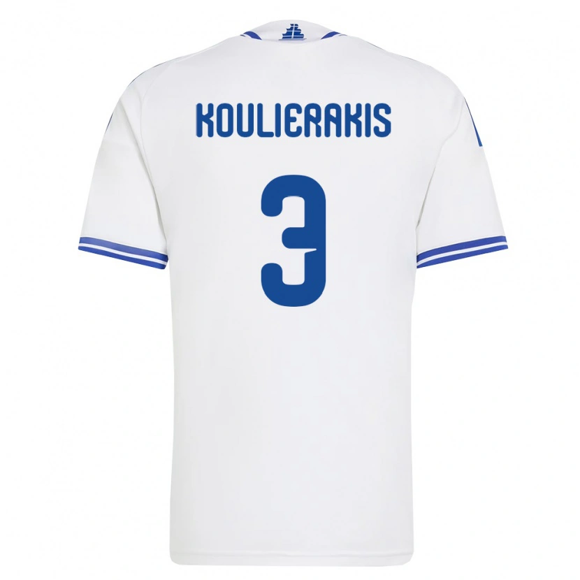 Danxen Niño Camiseta Grecia Konstantinos Koulierakis #3 Blanco Azul 1ª Equipación 26-28 La Camisa México