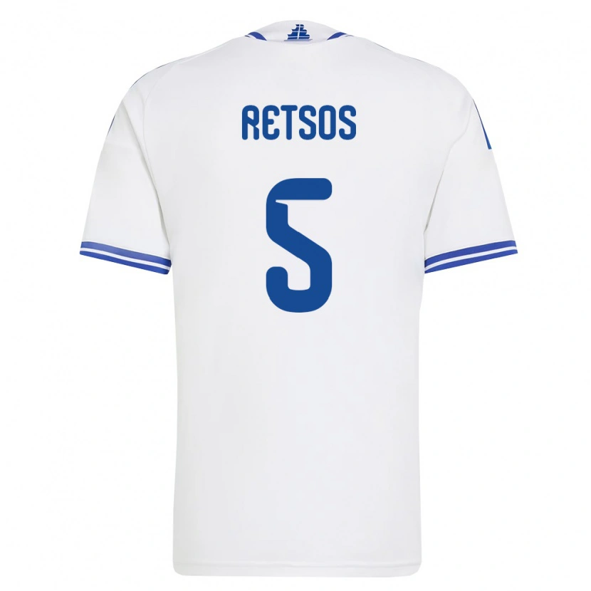 Danxen Niño Camiseta Grecia Panagiotis Retsos #5 Blanco Azul 1ª Equipación 26-28 La Camisa México