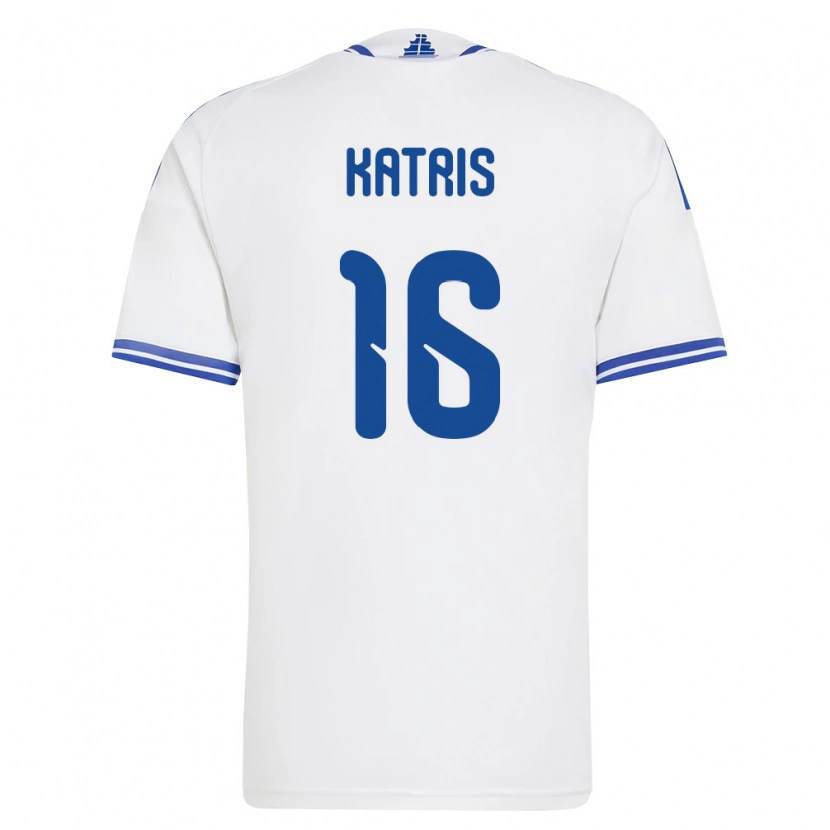 Danxen Niño Camiseta Grecia Georgios Katris #16 Blanco Azul 1ª Equipación 26-28 La Camisa México