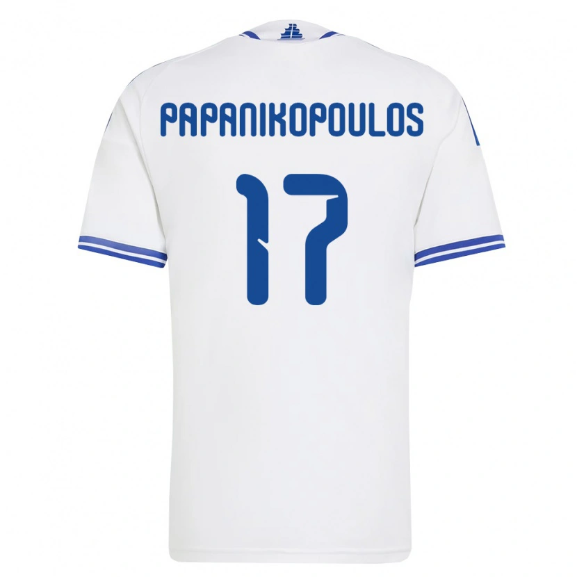 Danxen Niño Camiseta Grecia Athanasios Papanikopoulos #17 Blanco Azul 1ª Equipación 26-28 La Camisa México