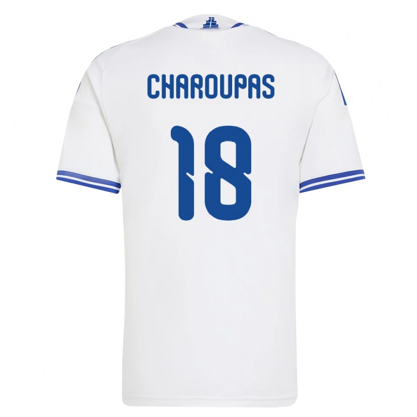 Danxen Niño Camiseta Grecia Konstantinos Charoupas #18 Blanco Azul 1ª Equipación 26-28 La Camisa México