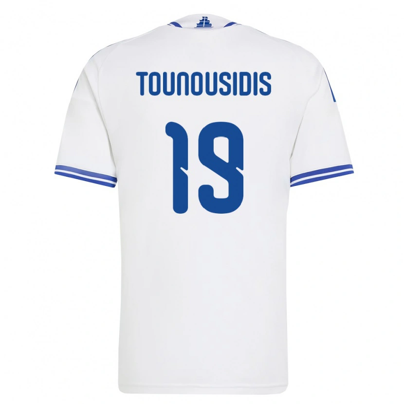 Danxen Niño Camiseta Grecia Kyriakos Tounousidis #19 Blanco Azul 1ª Equipación 26-28 La Camisa México