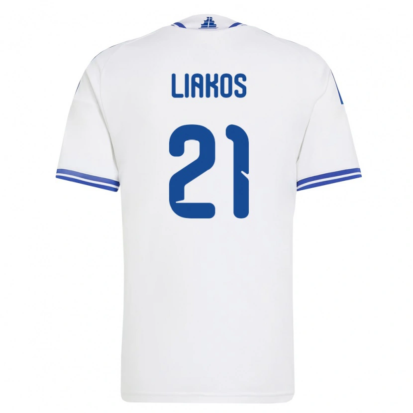 Danxen Niño Camiseta Grecia Angelos Liakos #21 Blanco Azul 1ª Equipación 26-28 La Camisa México