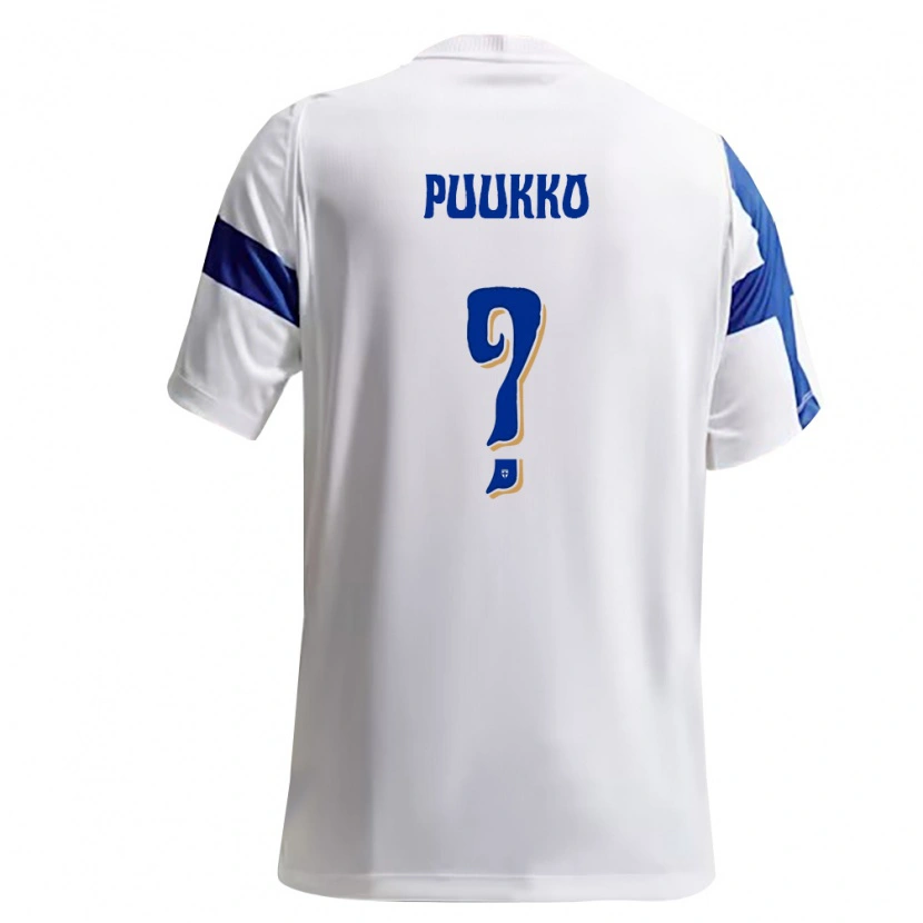 Danxen Niño Camiseta Finlandia Akseli Puukko #0 Blanco Azul 1ª Equipación 26-28 La Camisa México