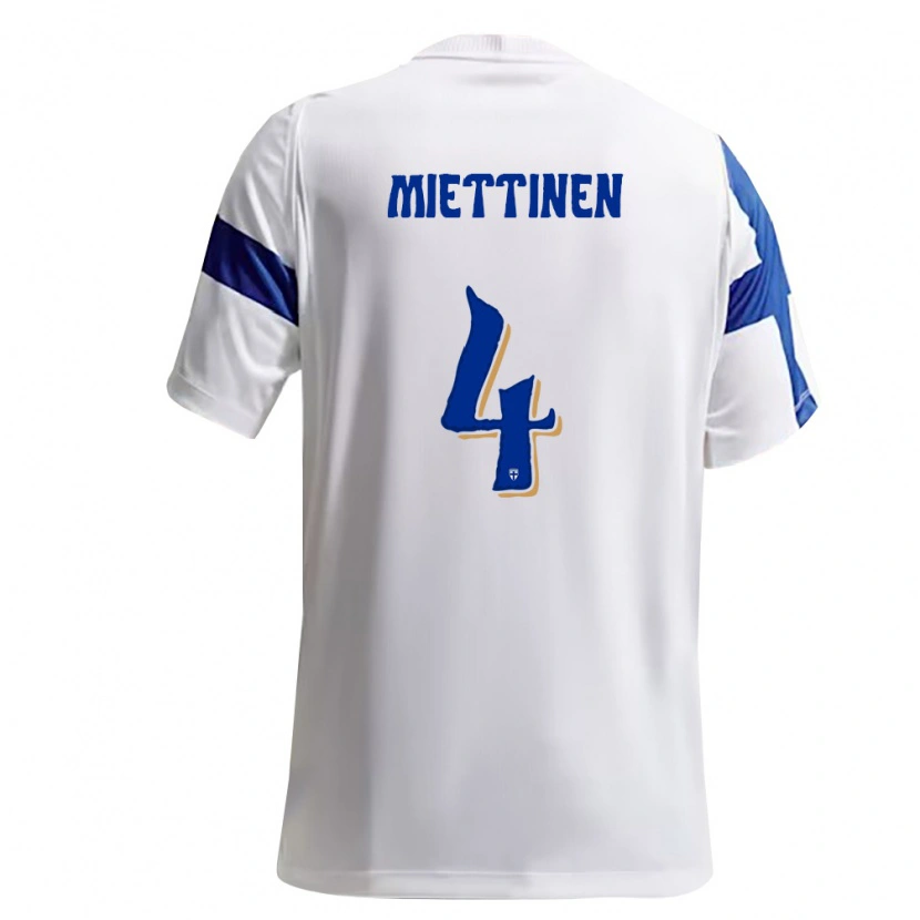 Danxen Niño Camiseta Finlandia Tony Miettinen #4 Blanco Azul 1ª Equipación 26-28 La Camisa México