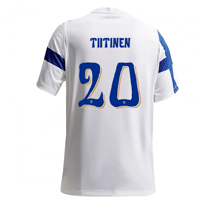Danxen Niño Camiseta Finlandia Otto Tiitinen #20 Blanco Azul 1ª Equipación 26-28 La Camisa México