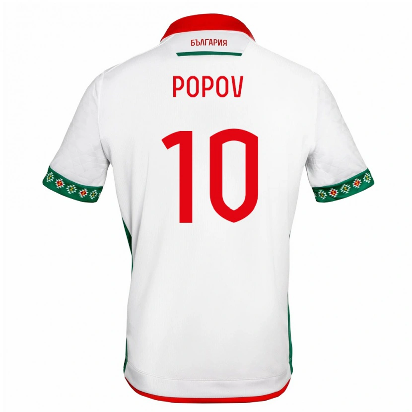 Danxen Niño Camiseta Bulgaria Nikolay Popov #10 Blanco Verde Rojo 1ª Equipación 26-28 La Camisa México