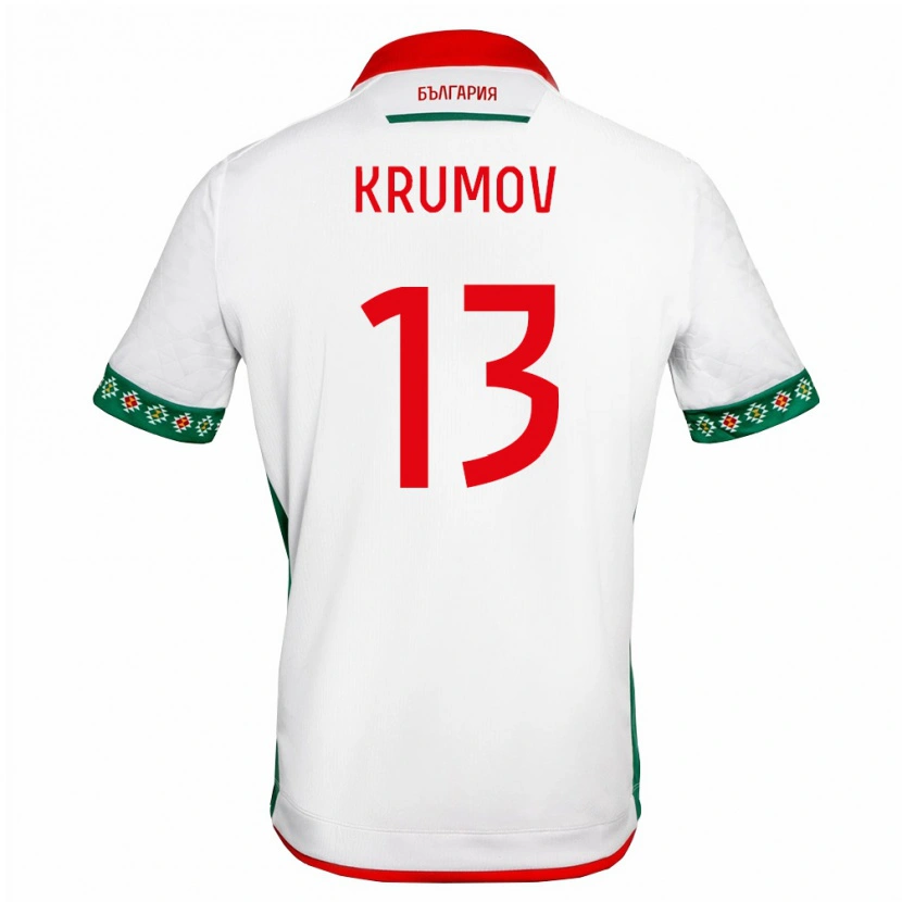Danxen Niño Camiseta Bulgaria Stefan Krumov #13 Blanco Verde Rojo 1ª Equipación 26-28 La Camisa México