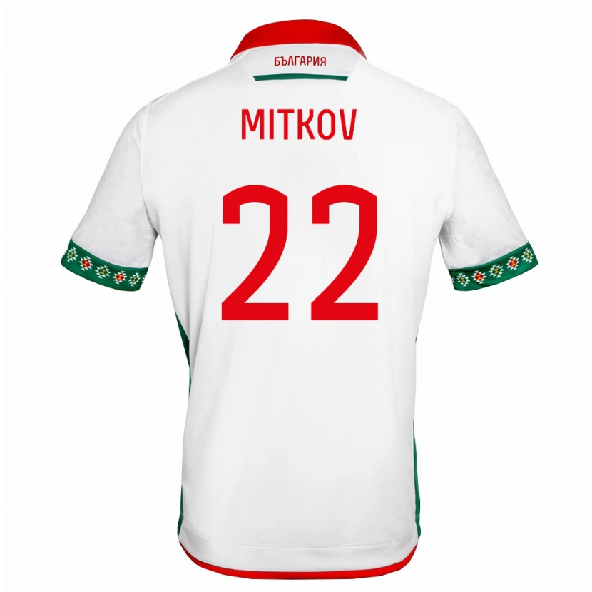 Danxen Niño Camiseta Bulgaria Asen Mitkov #22 Blanco Verde Rojo 1ª Equipación 26-28 La Camisa México