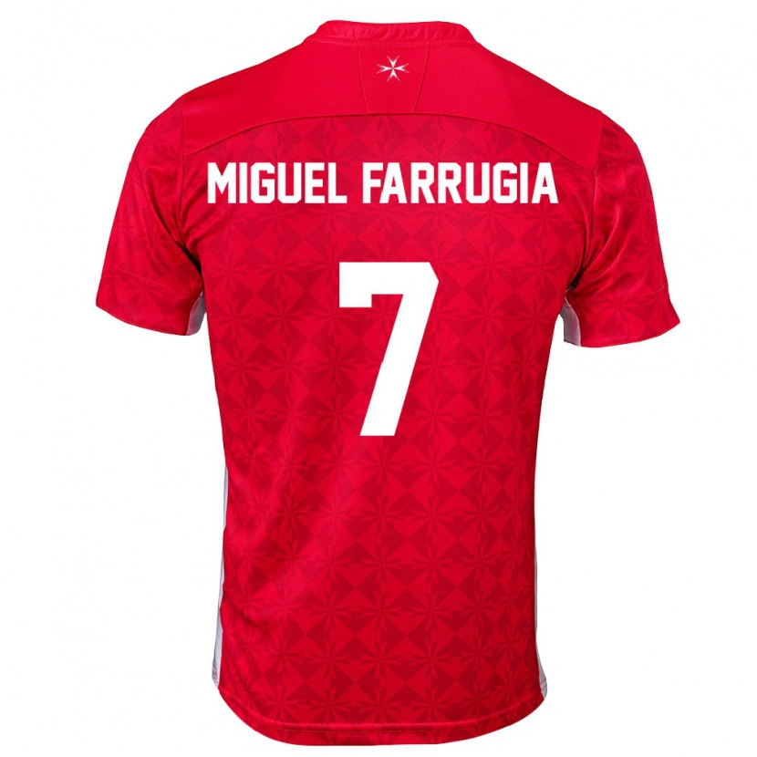 Danxen Niño Camiseta Malta Miguel Farrugia #7 Rojo Blanco 1ª Equipación 26-28 La Camisa México