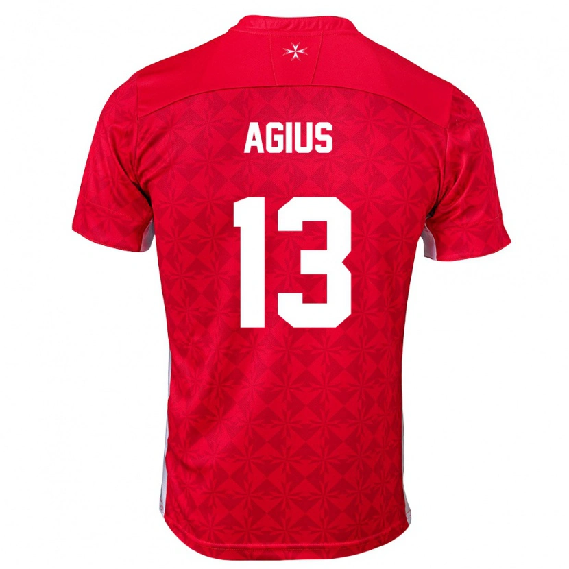 Danxen Niño Camiseta Malta Aiden Agius #13 Rojo Blanco 1ª Equipación 26-28 La Camisa México