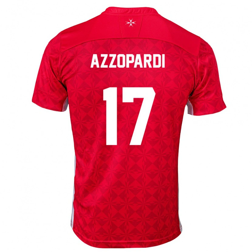 Danxen Niño Camiseta Malta Jake Azzopardi #17 Rojo Blanco 1ª Equipación 26-28 La Camisa México
