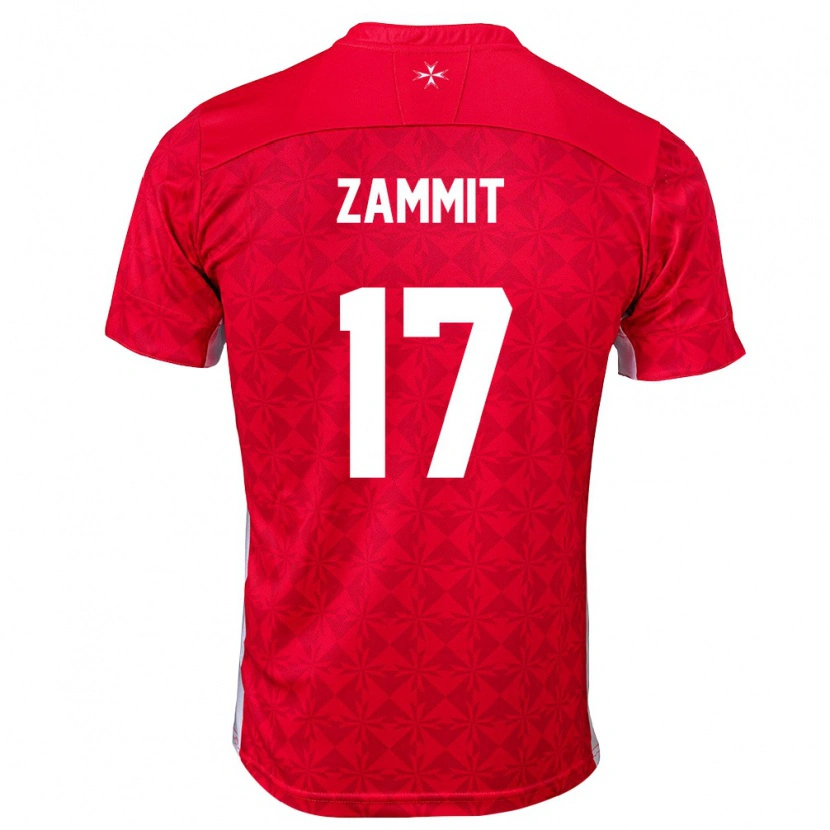 Danxen Niño Camiseta Malta Andrea Zammit #17 Rojo Blanco 1ª Equipación 26-28 La Camisa México