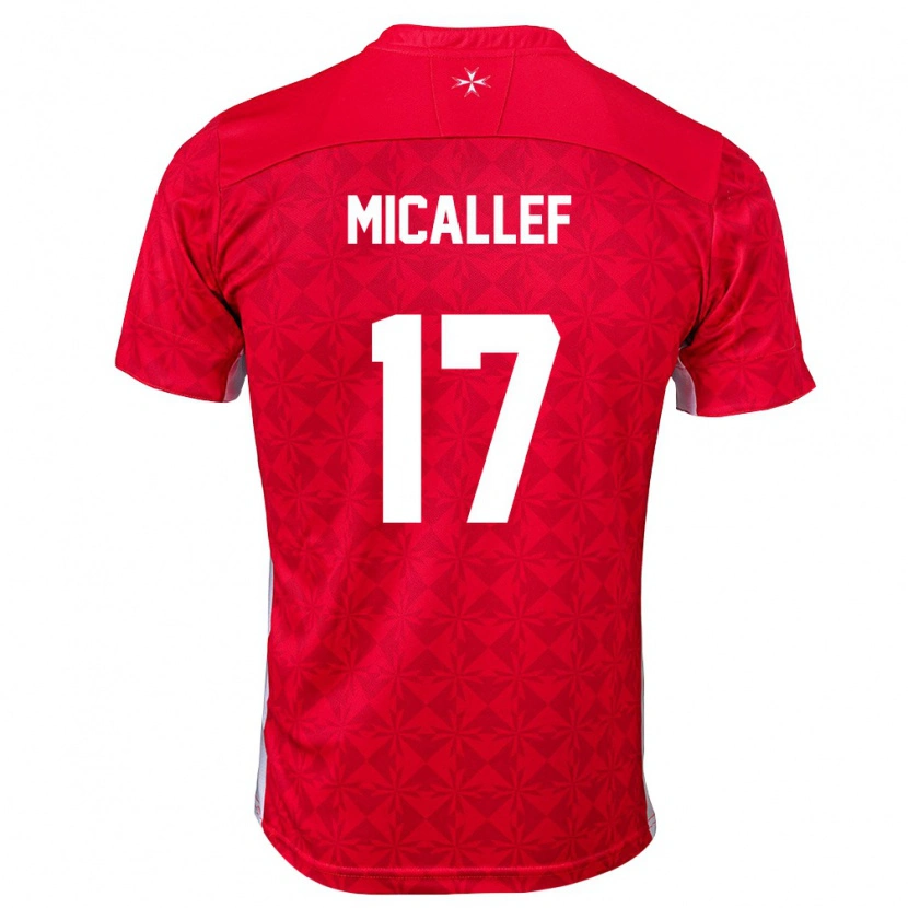 Danxen Niño Camiseta Malta Francois Micallef #17 Rojo Blanco 1ª Equipación 26-28 La Camisa México