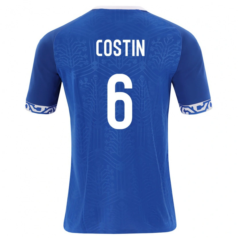 Danxen Niño Camiseta Moldavia Vladislav Costin #6 Azul Real Blanco 1ª Equipación 26-28 La Camisa México