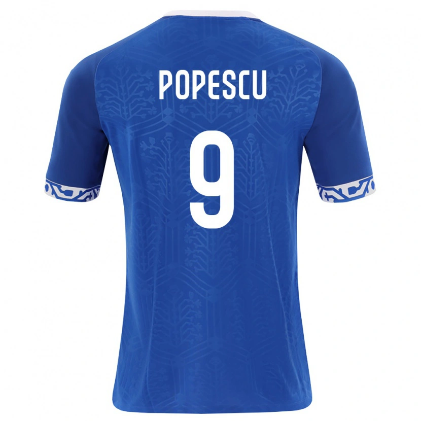 Danxen Niño Camiseta Moldavia Petru Popescu #9 Azul Real Blanco 1ª Equipación 26-28 La Camisa México