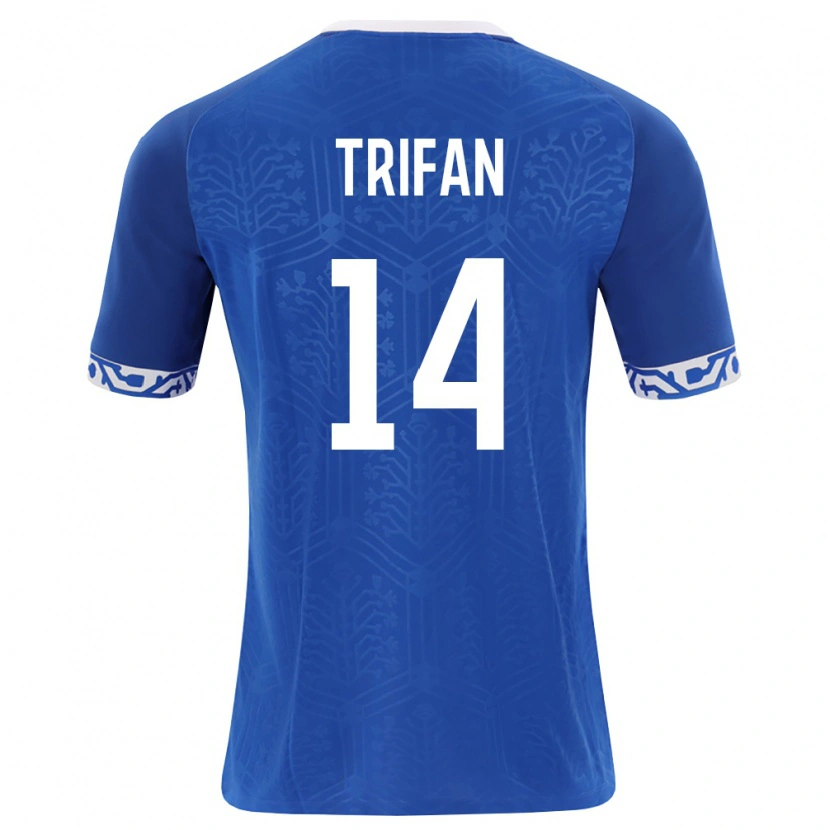 Danxen Niño Camiseta Moldavia Stelian Trifan #14 Azul Real Blanco 1ª Equipación 26-28 La Camisa México