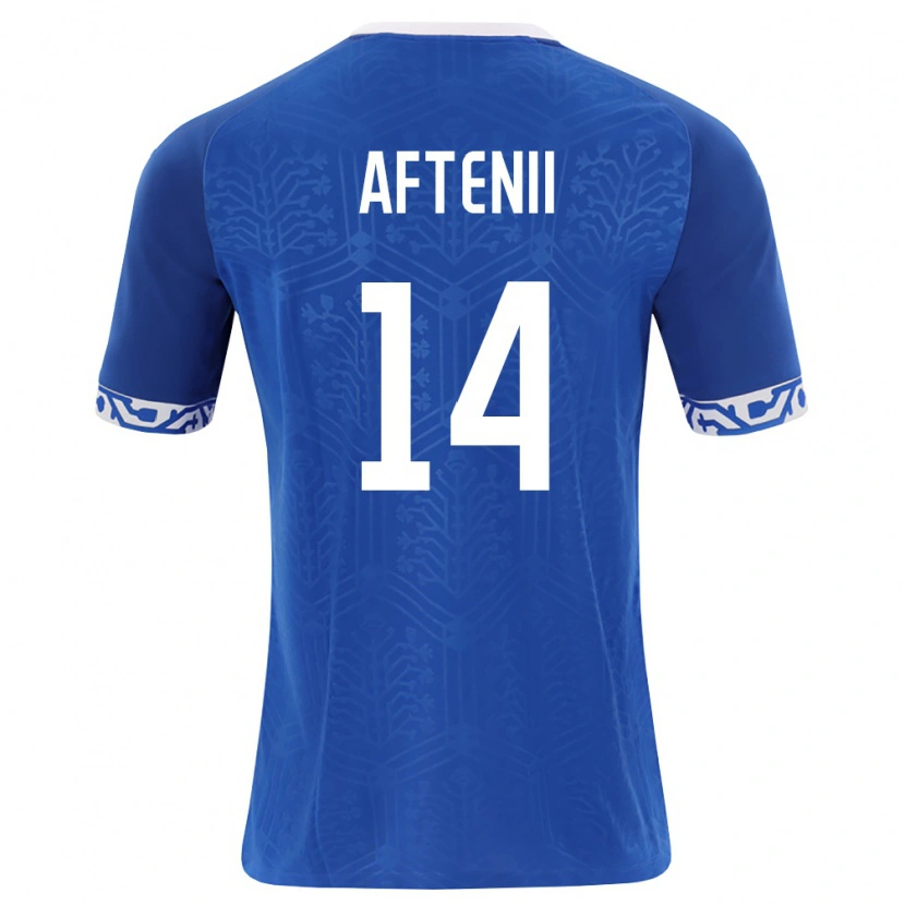 Danxen Niño Camiseta Moldavia Artiom Aftenii #14 Azul Real Blanco 1ª Equipación 26-28 La Camisa México