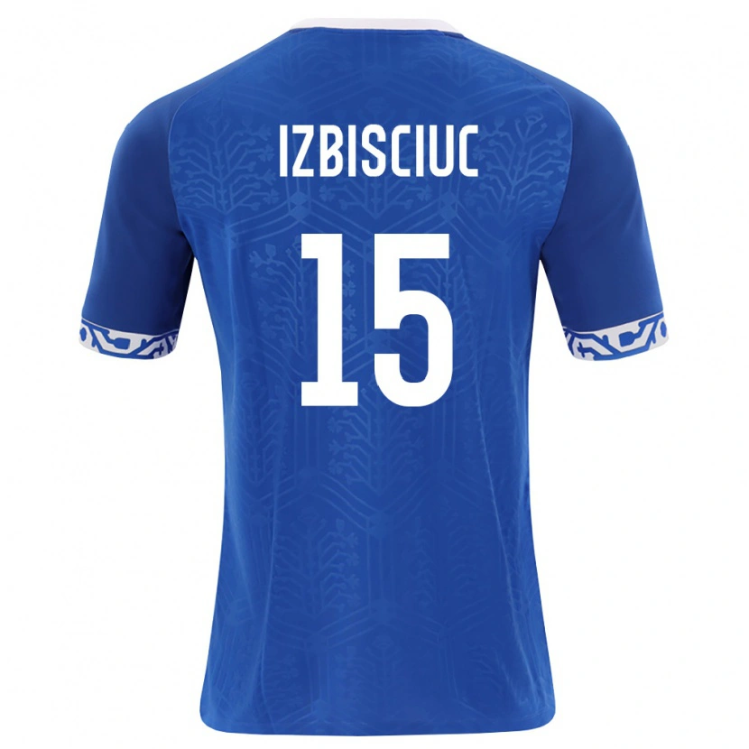 Danxen Niño Camiseta Moldavia Pedro Izbișciuc #15 Azul Real Blanco 1ª Equipación 26-28 La Camisa México