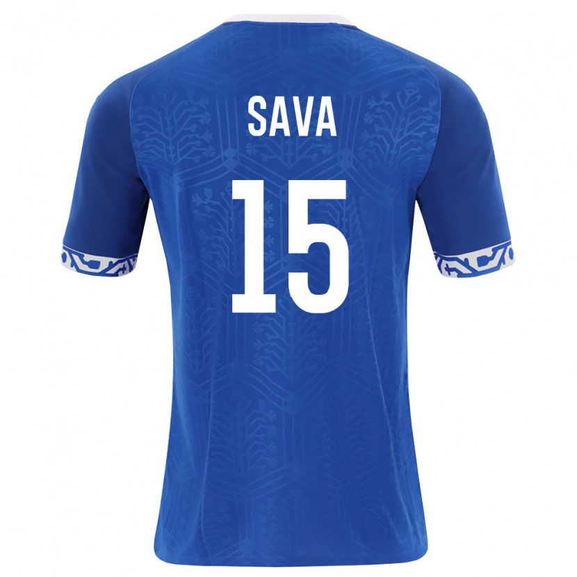 Danxen Niño Camiseta Moldavia Mihail Sava #15 Azul Real Blanco 1ª Equipación 26-28 La Camisa México