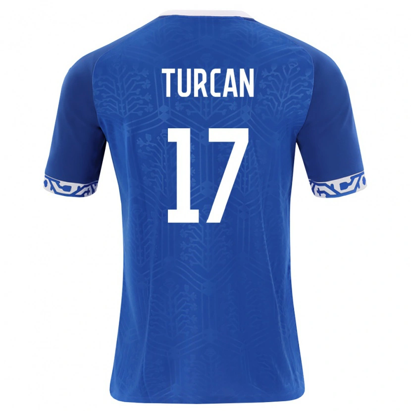 Danxen Niño Camiseta Moldavia Serghei Turcan #17 Azul Real Blanco 1ª Equipación 26-28 La Camisa México
