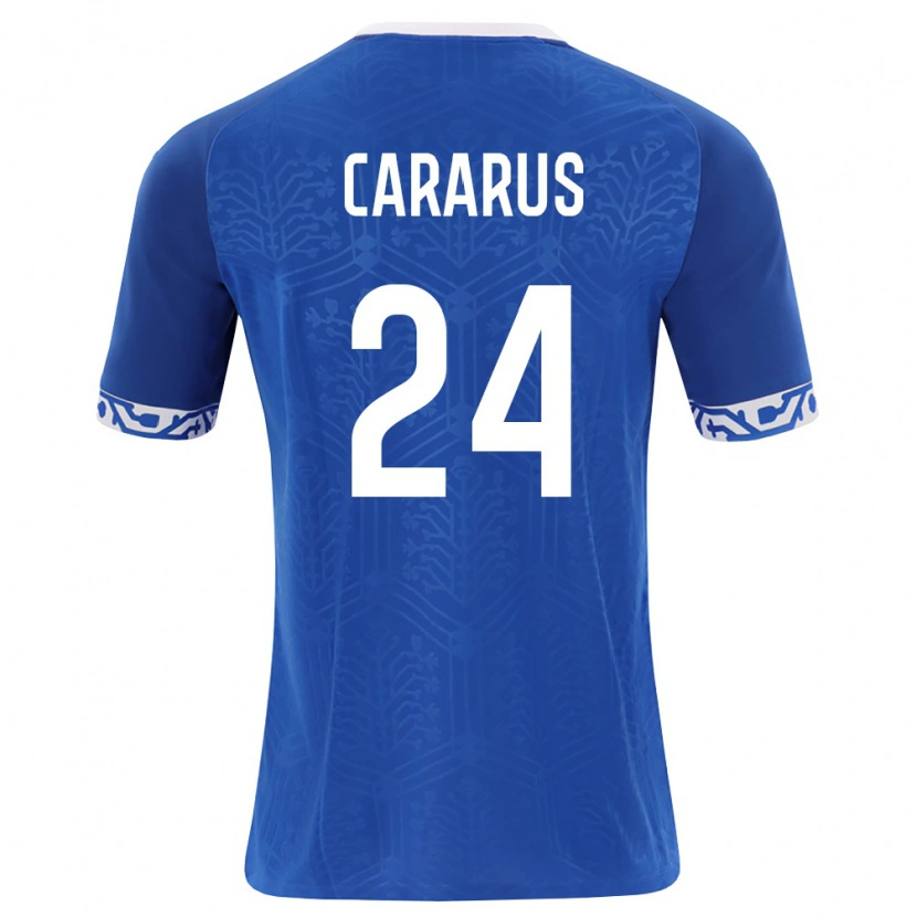 Danxen Niño Camiseta Moldavia Ion Cărăruș #24 Azul Real Blanco 1ª Equipación 26-28 La Camisa México