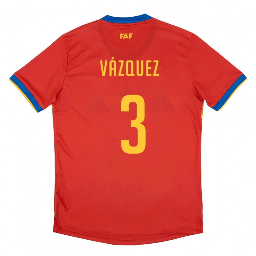 Danxen Niño Camiseta Andorra Pau Vázquez #3 Rojo Azul Amarillo 1ª Equipación 26-28 La Camisa México