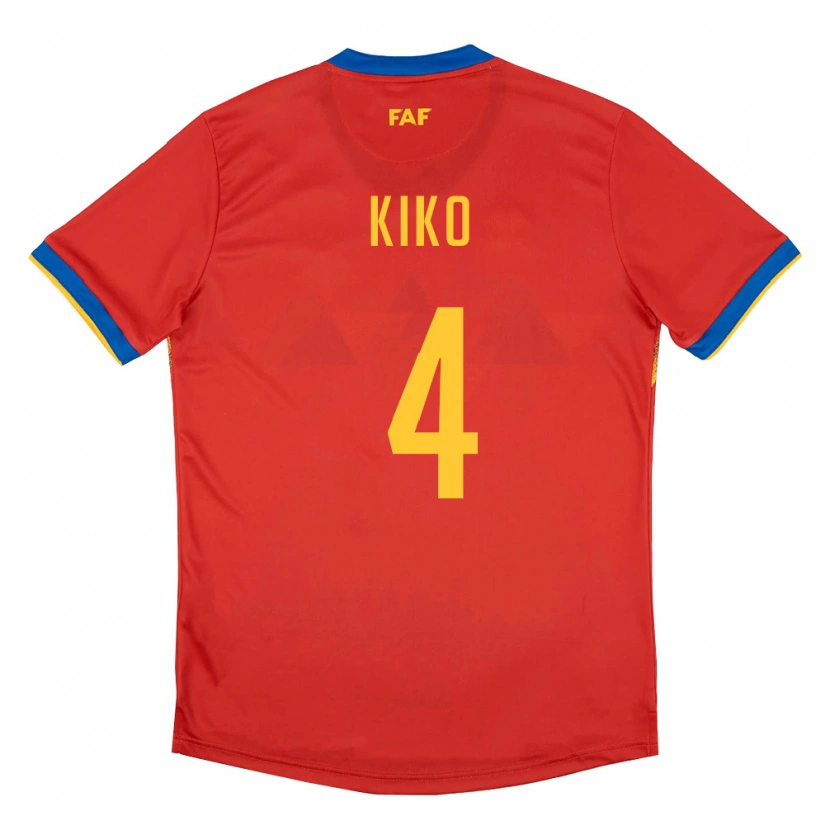 Danxen Niño Camiseta Andorra Kiko Pomares #4 Rojo Azul Amarillo 1ª Equipación 26-28 La Camisa México