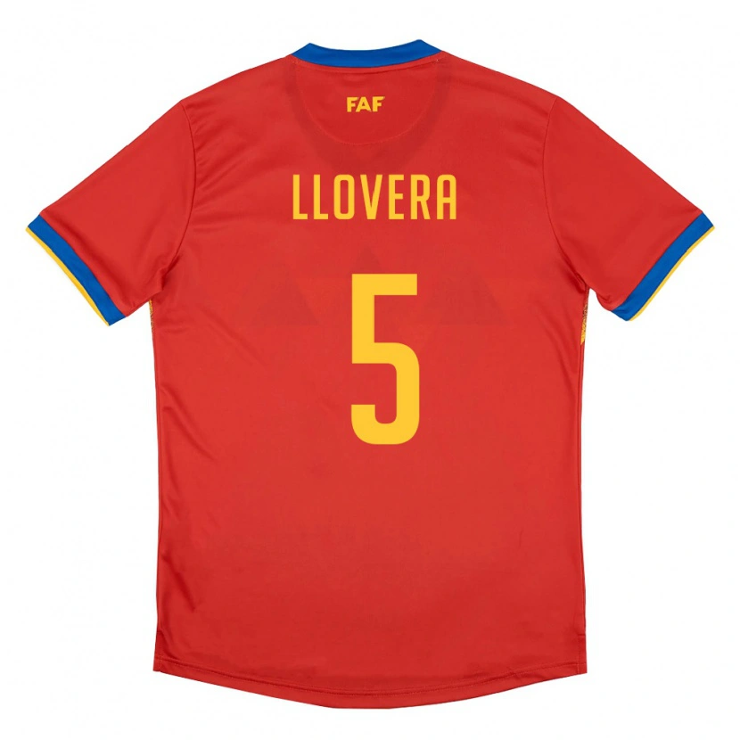 Danxen Niño Camiseta Andorra Max Llovera #5 Rojo Azul Amarillo 1ª Equipación 26-28 La Camisa México