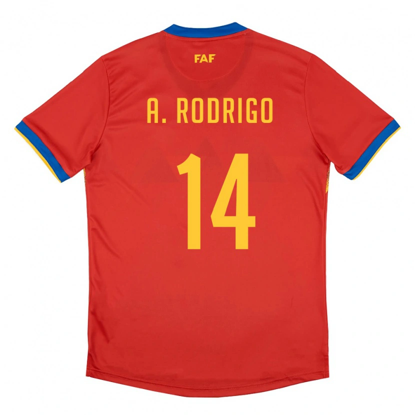 Danxen Niño Camiseta Andorra Arón Rodrigo #14 Rojo Azul Amarillo 1ª Equipación 26-28 La Camisa México