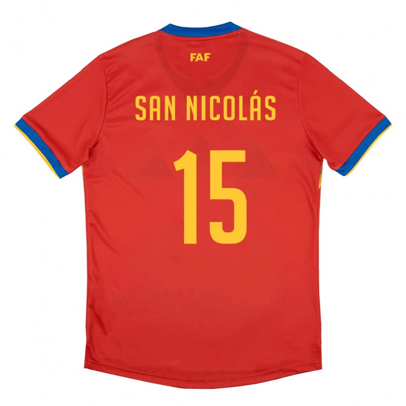 Danxen Niño Camiseta Andorra Moisés San Nicolás #15 Rojo Azul Amarillo 1ª Equipación 26-28 La Camisa México