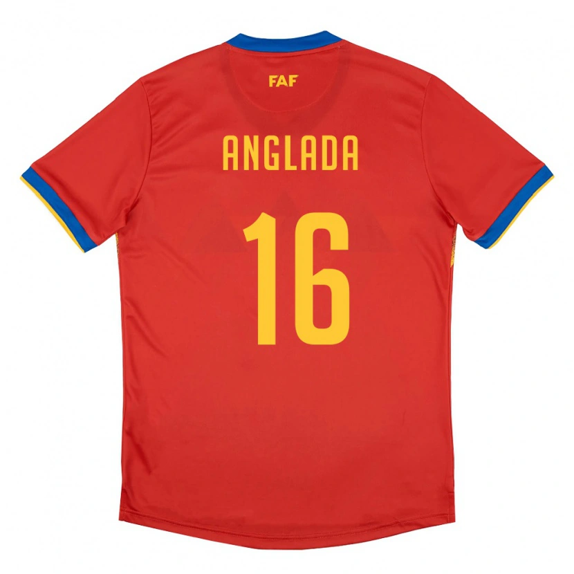 Danxen Niño Camiseta Andorra Manel Anglada #16 Rojo Azul Amarillo 1ª Equipación 26-28 La Camisa México