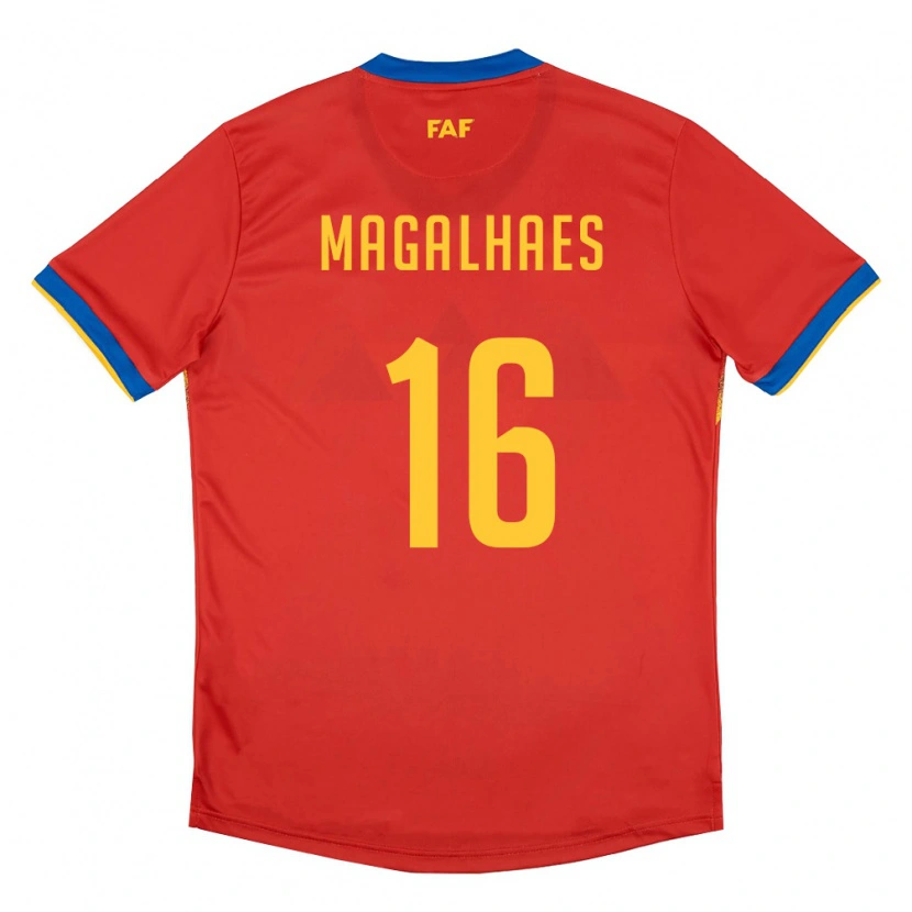 Danxen Niño Camiseta Andorra Lucas Magalhaes #16 Rojo Azul Amarillo 1ª Equipación 26-28 La Camisa México