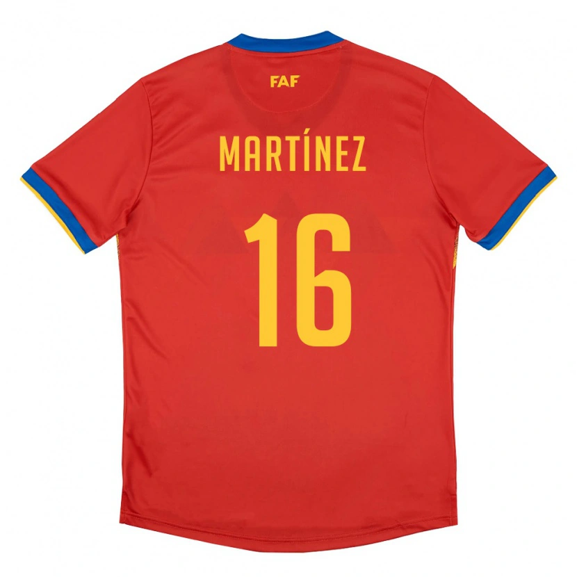 Danxen Niño Camiseta Andorra Alex Martínez #16 Rojo Azul Amarillo 1ª Equipación 26-28 La Camisa México