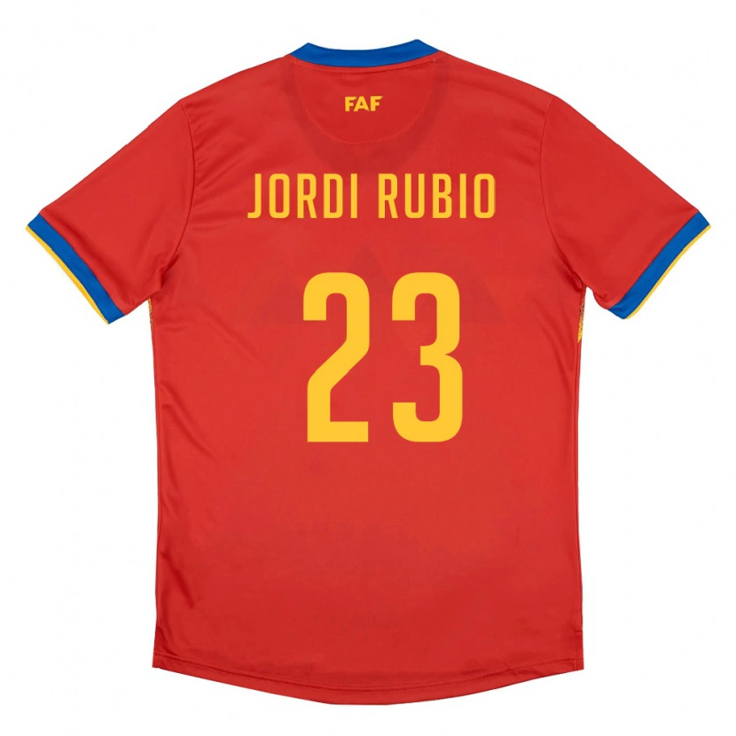 Danxen Niño Camiseta Andorra Jordi Rubio #23 Rojo Azul Amarillo 1ª Equipación 26-28 La Camisa México