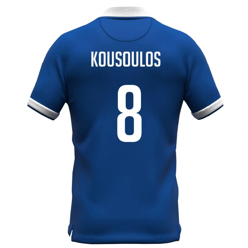 Danxen Niño Camiseta Chipre Ioannis Kousoulos #8 Azul Real Blanco 1ª Equipación 26-28 La Camisa México