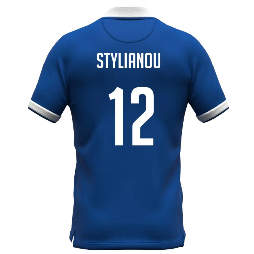 Danxen Niño Camiseta Chipre Konstantinos Stylianou #12 Azul Real Blanco 1ª Equipación 26-28 La Camisa México