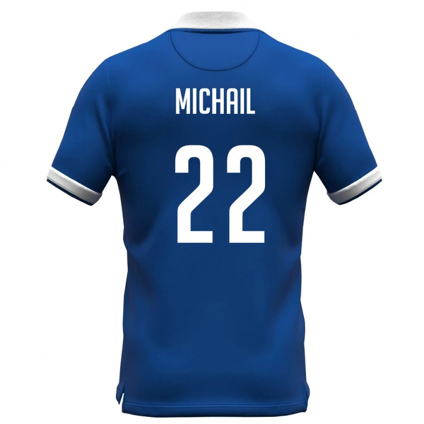 Danxen Niño Camiseta Chipre Pantelis Michail #22 Azul Real Blanco 1ª Equipación 26-28 La Camisa México