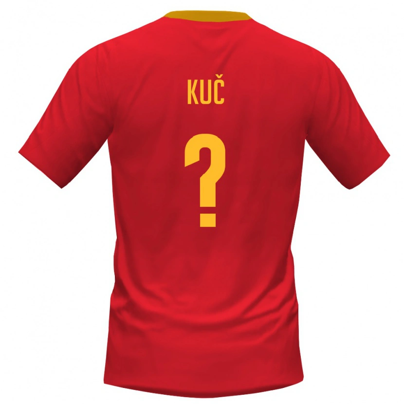 Danxen Niño Camiseta Montenegro Luka Kuč #0 Rojo Amarillo 1ª Equipación 26-28 La Camisa México