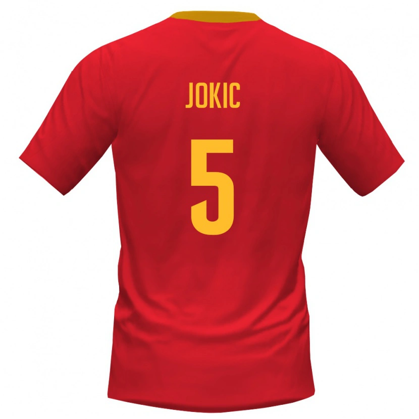 Danxen Niño Camiseta Montenegro Vojislav Jokic #5 Rojo Amarillo 1ª Equipación 26-28 La Camisa México