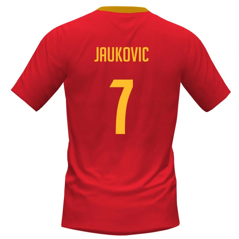 Danxen Niño Camiseta Montenegro Petar Jaukovic #7 Rojo Amarillo 1ª Equipación 26-28 La Camisa México