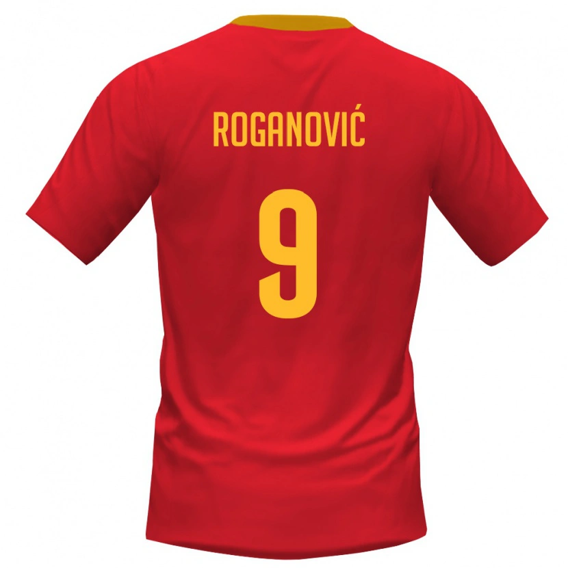 Danxen Niño Camiseta Montenegro Jagos Roganović #9 Rojo Amarillo 1ª Equipación 26-28 La Camisa México